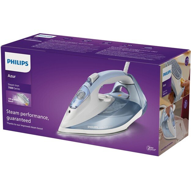 Philips 7000 series DST7011/20 iron Steam iron SteamGlide Plus soleplate 2600 W Blue, Grey 1