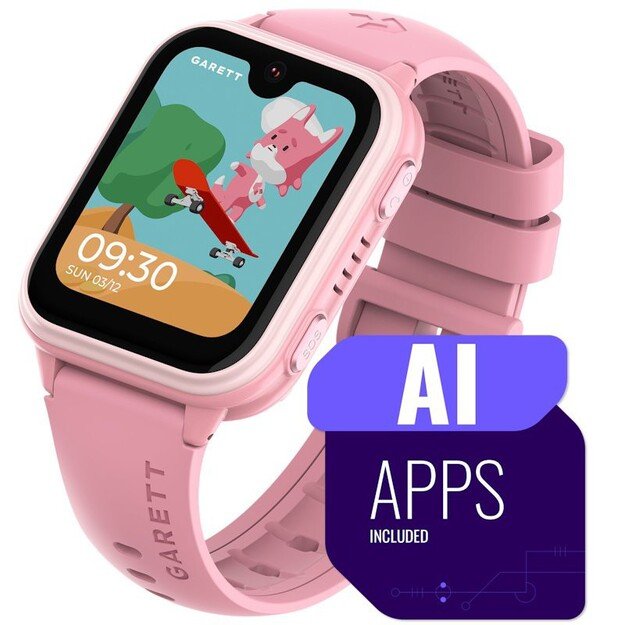 I&scaron;manusis laikrodis su lietuvi&scaron;ku meniu Garett Kids Vibe AI 4G su GPS, kamera, Pink