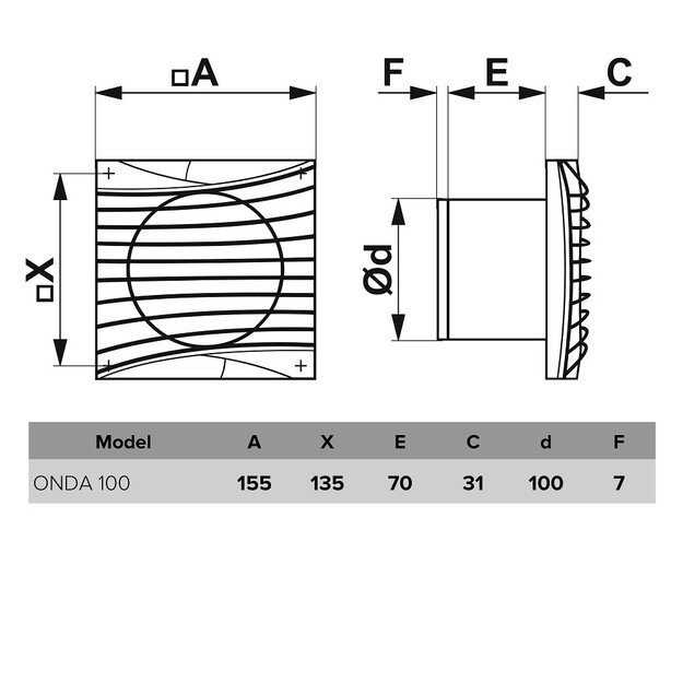 VLANO ONDA 100 TH (su laikmačiu ir drėgmės jutikliu) 100 mm 2