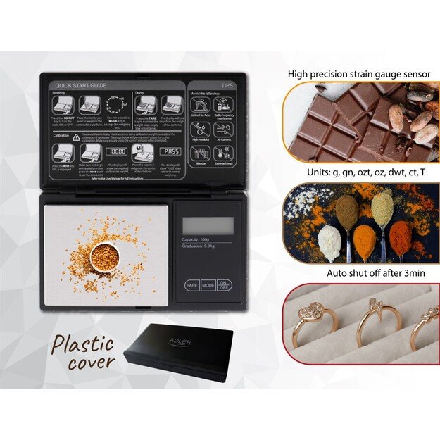 Adler | Precision Scale | AD 3176 | Maximum weight (capacity) 0.1 kg | Black 2