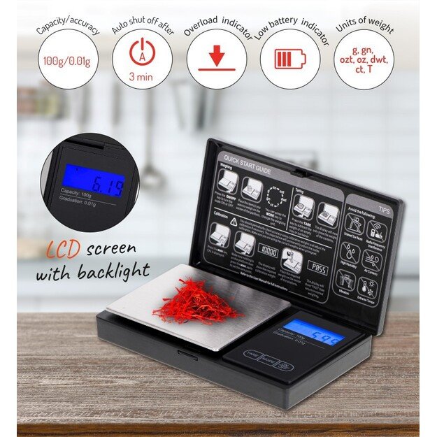 Adler | Precision Scale | AD 3176 | Maximum weight (capacity) 0.1 kg | Black 1