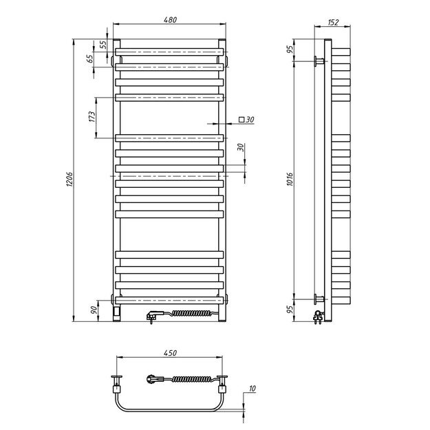 NAVIN Stugna 480*1200 Sensor dešinė juodas 12-249053-4812