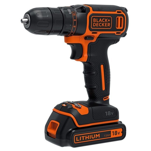 Black + Decker BDCDC18KB-QW, Pistol grip drill, 1 cm, 2.5 cm, 1 cm, 650 RPM, 30 N 1