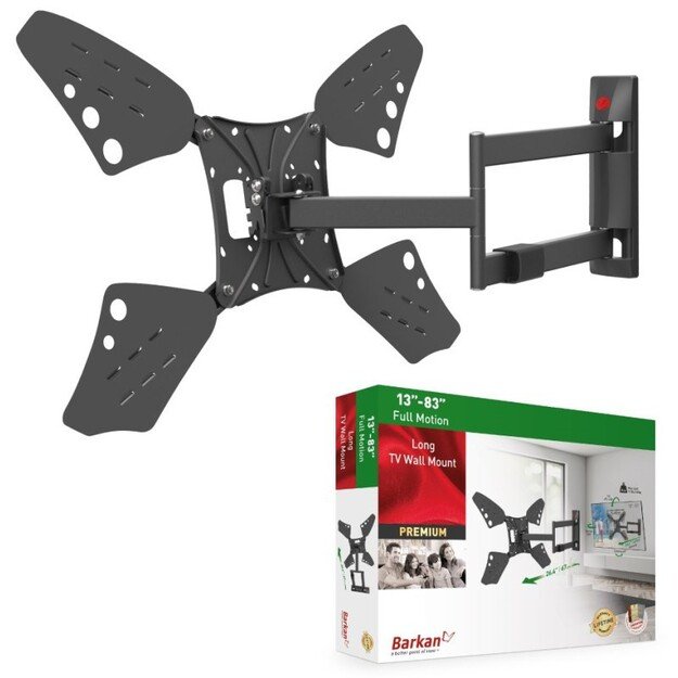 BARKAN 3400L.B 65  lygiam/lenktam TV, 4 lankstų, sieninis, juodas 1