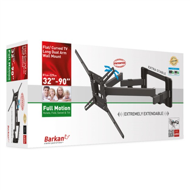 BARKAN BM464L 13 -90  lygiam/lenktam TV, 4 lankstų, sieninis, prailgintas 4