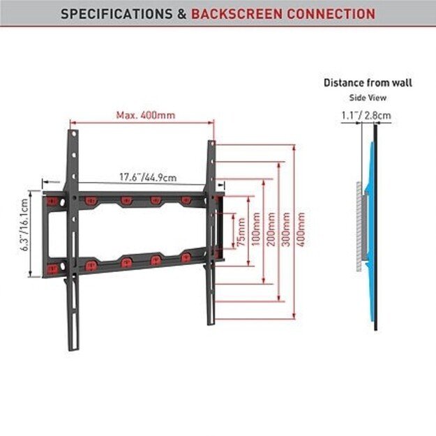BARKAN ND300.B 29 -65  TV, fiksuotas, gipso kartono sienai 5