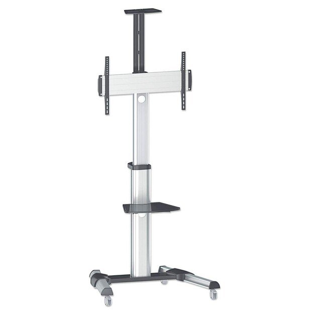 Manhattan TV and Monitor Mount, Trolley Stand, 1 screen, Screen Sizes: 37-65 , Silver, VESA 200x200 to 600x400mm, Max 50kg,