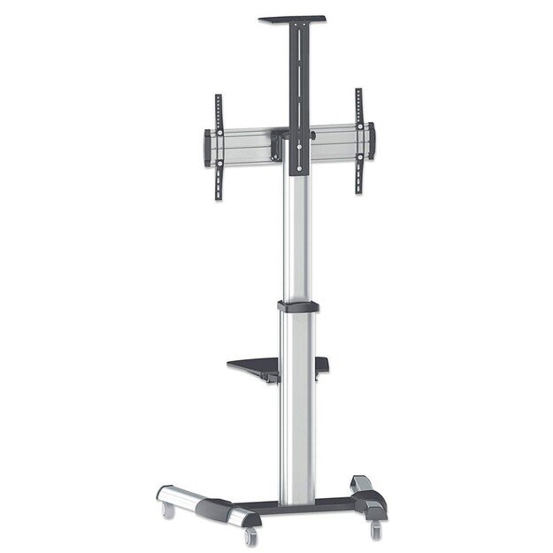 Manhattan TV and Monitor Mount, Trolley Stand, 1 screen, Screen Sizes: 37-65 , Silver, VESA 200x200 to 600x400mm, Max 50kg,