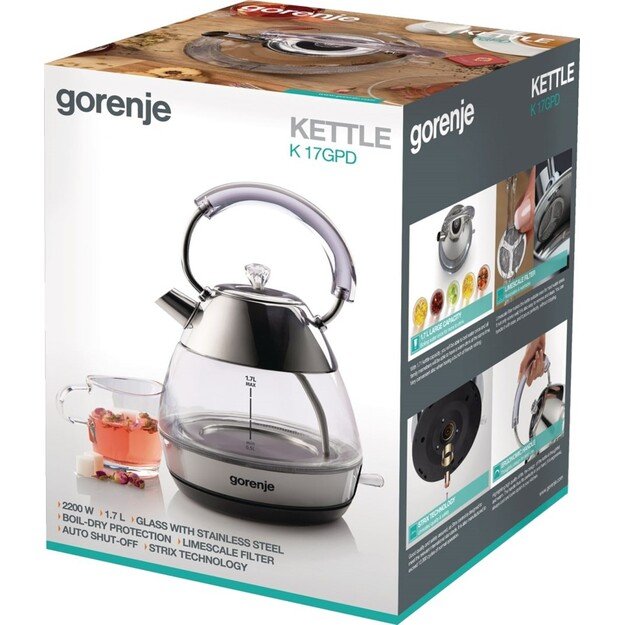 Gorenje K17GPD electric kettle 1.7 L 2200 W Stainless steel 1