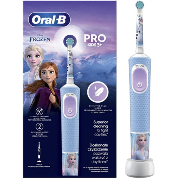 Oral-B | Vitality PRO Kids Frozen | Electric Toothbrush | Rechargeable | For children | Blue | Number of brush heads included 1