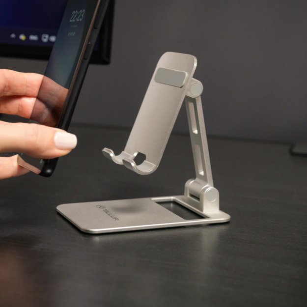 Tellur Phone Holder for desk Aluminium Silver