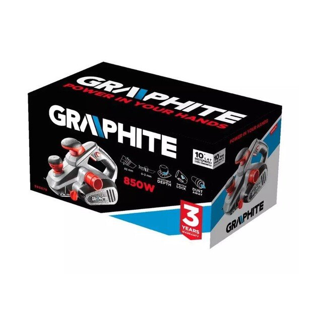 Electric Planer Graphite 850W, planing depth 3mm, planing width 82mm 4