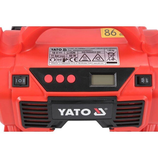 YATO COMPRESSOR 18V 11 BAR 21 l/min WITHOUT BATTERY AND CHARGER 6