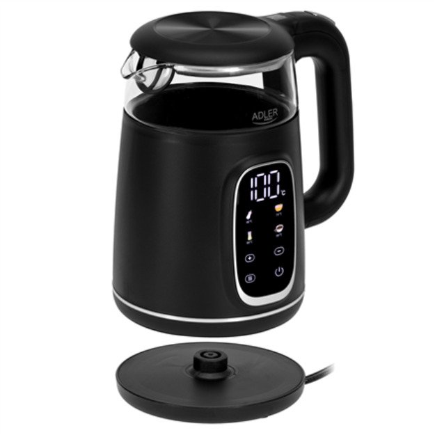 Adler Kettle with LED Display | AD 1305 | Electric | 2200 W | 1.7 L | Plastic | 360&deg; rotational base | Black/Silver 5