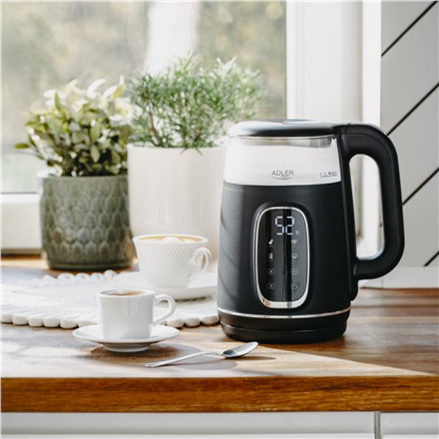 Adler Kettle with LED Display | AD 1305 | Electric | 2200 W | 1.7 L | Plastic | 360&deg; rotational base | Black/Silver 1