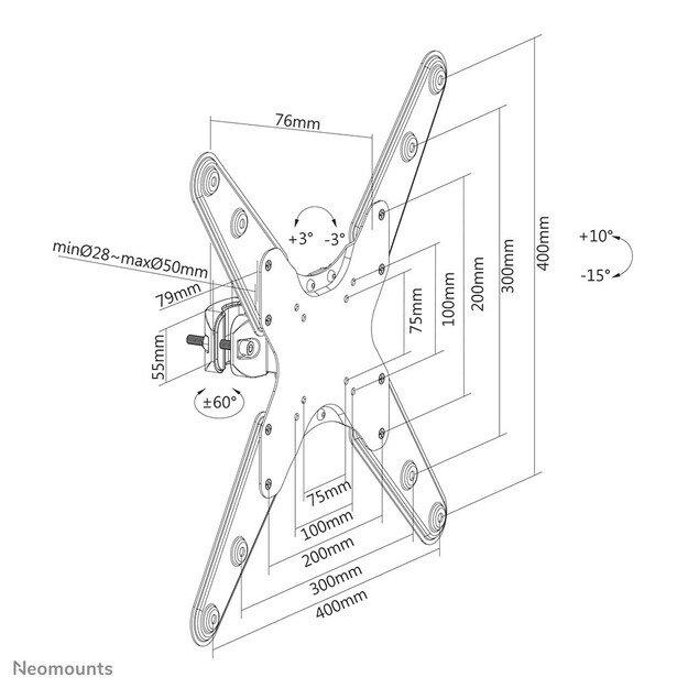 Neomounts FL40-430BL14 TV pole mount 32-55  - diam. 28-50 mm