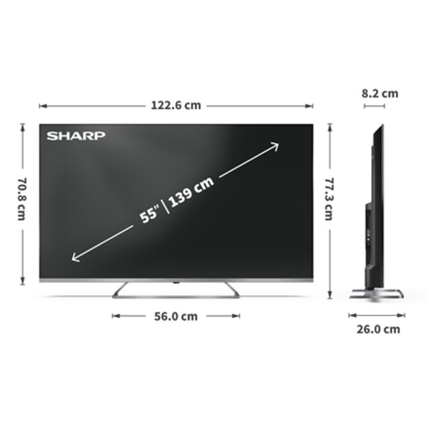 Sharp 4K Ultra HD QLED MiniLED TV | 55JP7265E | 55 | Google TV | UHD