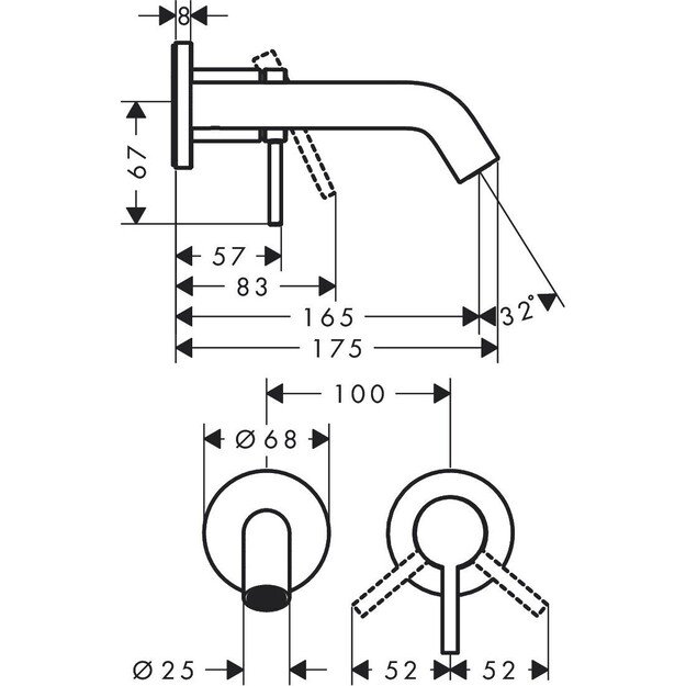 Potinkinis praustuvo maišytuvas Hansgrohe Tecturis S 73350000, chromas