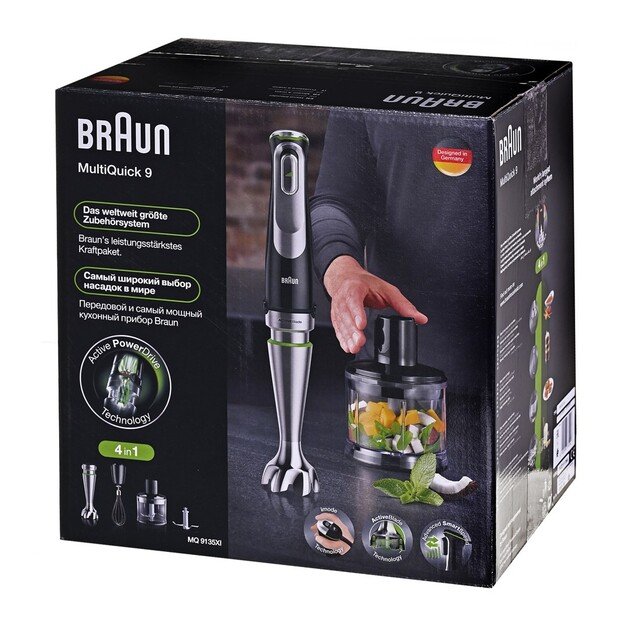 Braun | Hand Blender | MQ9135XI MultiQuick 9 | Hand Blender | 1200 W | Number of speeds 3 | Black/Stainless Steel 1