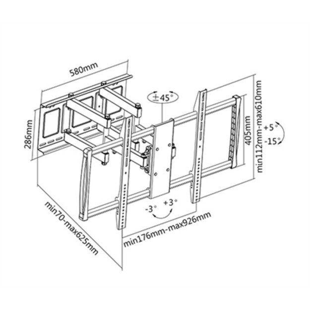 Sunne | Wall Mount | 60-100-EA | 60-100   | Maximum weight (capacity) 80 kg | Black