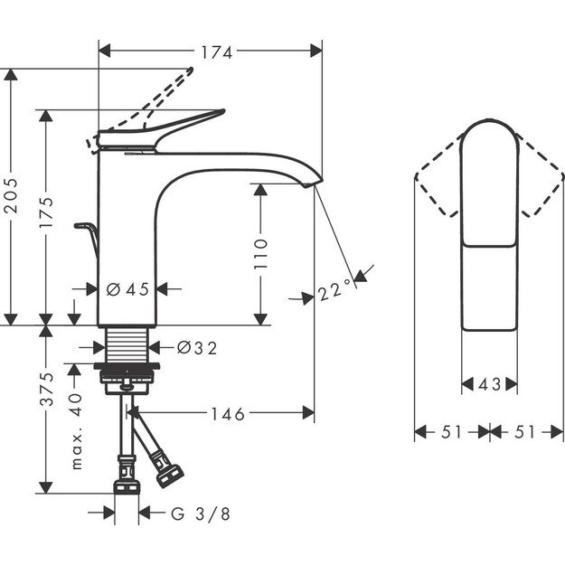 Praustuvo maišytuvas Hansgrohe Vivenis 110, 75020000, chromo