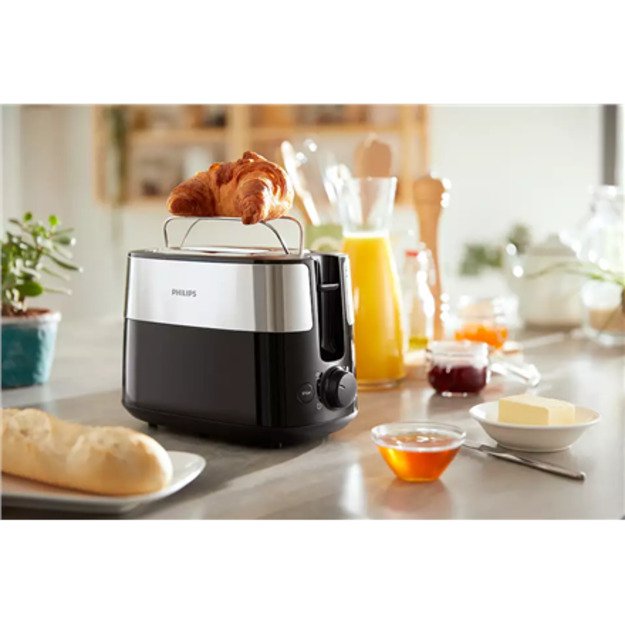 Philips | Toaster | HD2516/90 Daily Collection | Power 830 W | Number of slots 2 | Housing material Plastic | Black