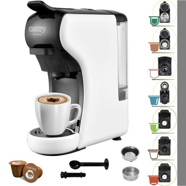 Camry Multi-capsule Espresso machine CR 4414 Pump pressure 19 bar, Ground/Capsule, 1450 W, White/Black