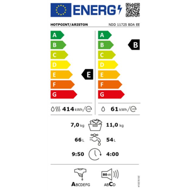 Skalbyklė-džiovyklė HOTPOINT NDD 11725 BDA EE