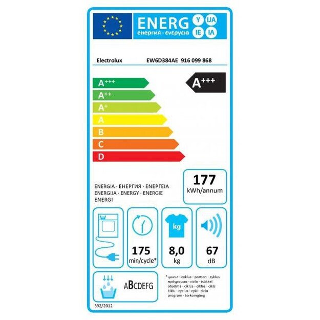 Džiovyklė su šilumos siurbliu Electrolux EW6D384AE