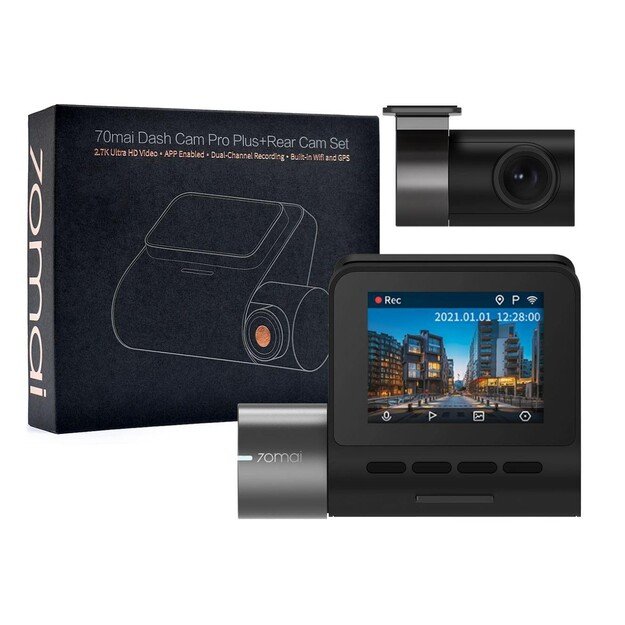 Wideorejestrator Xiaomi 70mai Smart Dash Cam Pro Plus A500 +Rear Cam Set (A500+RC06A500S-1) w zestwie tylna kamera