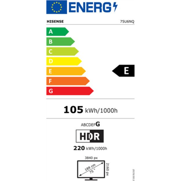 Hisense Mini LED Smart TV | 75U6NQ | 75  | Smart TV | VIDAA OS | UHD | Black