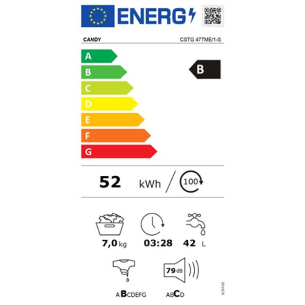 Candy Smart Inverter CSTG 47TME/1-S washing machine Top-load 7 kg 1400 RPM White