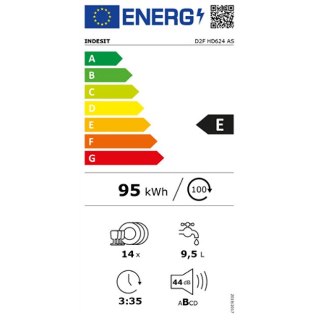 Dishwasher | D2F HD624 AS | Free standing | Width 60 cm | Number of place settings 14 | Number of programs 9 | Energy efficiency