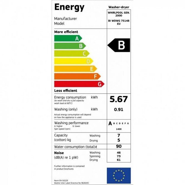 Įm.skalbimo mašina Whirlpool BI WDWG 751482 EU