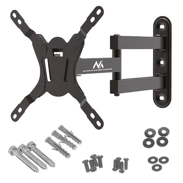 Maclean MC-418 TV Monitor Full Motion Wall Mount 23 -43  30kg max VESA 200x200 Black Tilting Rotating Adjustable Wall Distance