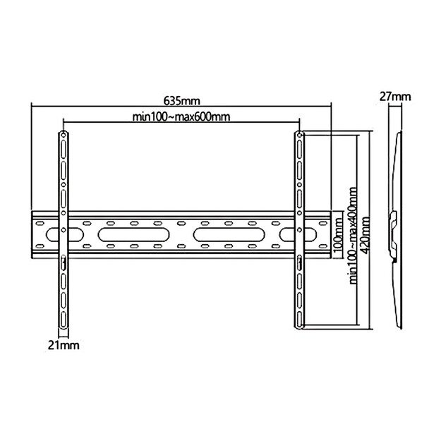 Maclean MC-939 Economy TV Mount Bracket, Max Vesa 600x400, 37-70 , 45kg, Black