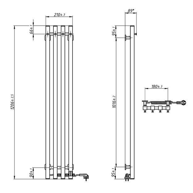 Elektrinis rankšluosčių džiovintuvas Navin Levante 210x1200, Sensor, 12-257153-2112, (laidas kairėje