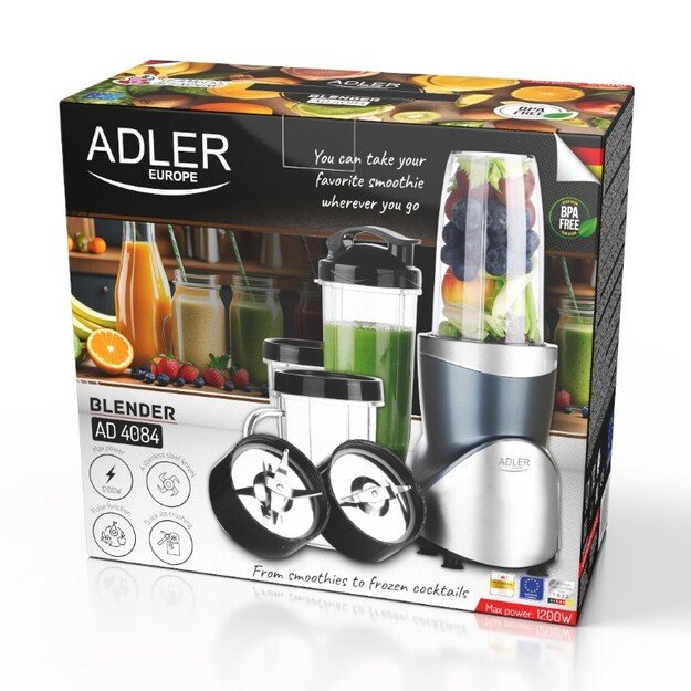 Adler Blender Smoothie Set | AD 4084 | Tabletop | 1200 W | Jar material BPA-Free | Jar capacity 0.3+0.5+0.5+0.7 L | Ice crushing