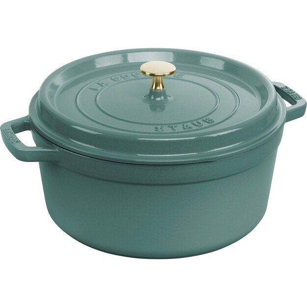 Staub Round Cast Iron Pot - 5.2 ltr, Eucalyptus