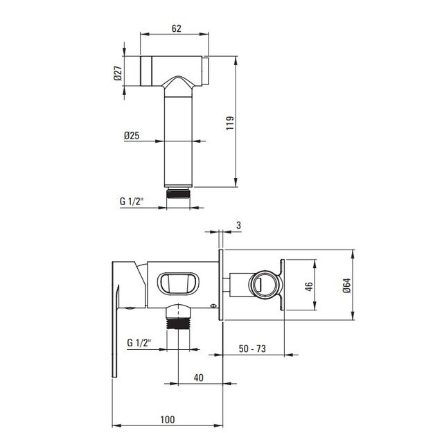 Potinkinis bidė du&scaron;elio komplektas Deante Alpinia BGA_N34M, Nero 1