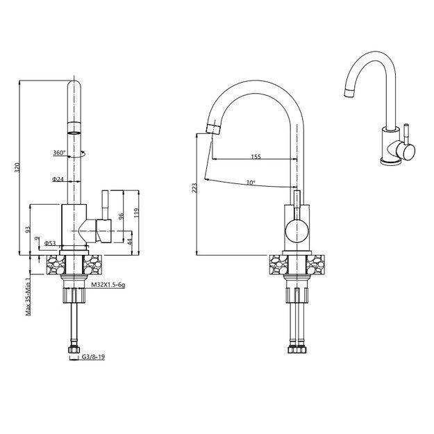 Plautuvė su maišytuvu Quadron GO MAX VERY BLACK, TQ7744GMBLM 3
