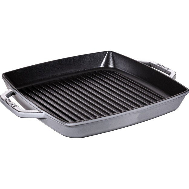 Staub Square Cast Iron Grill Pan with Two Handles - 33 cm, Graphite
