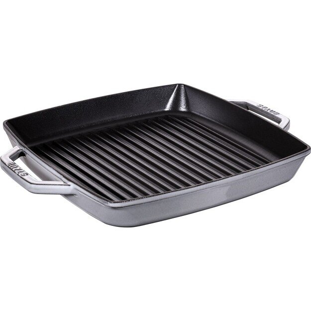 Staub Square Cast Iron Grill Pan with Two Handles - 33 cm, Graphite