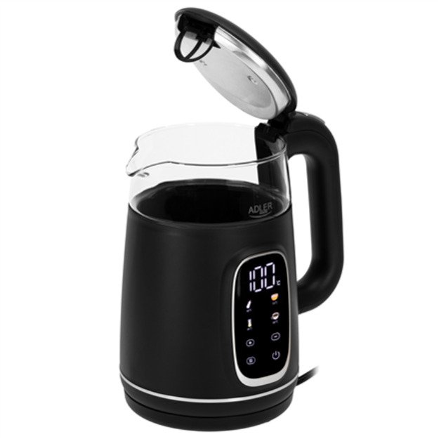 Adler Kettle with LED Display | AD 1305 | Electric | 2200 W | 1.7 L | Plastic | 360&deg; rotational base | Black/Silver