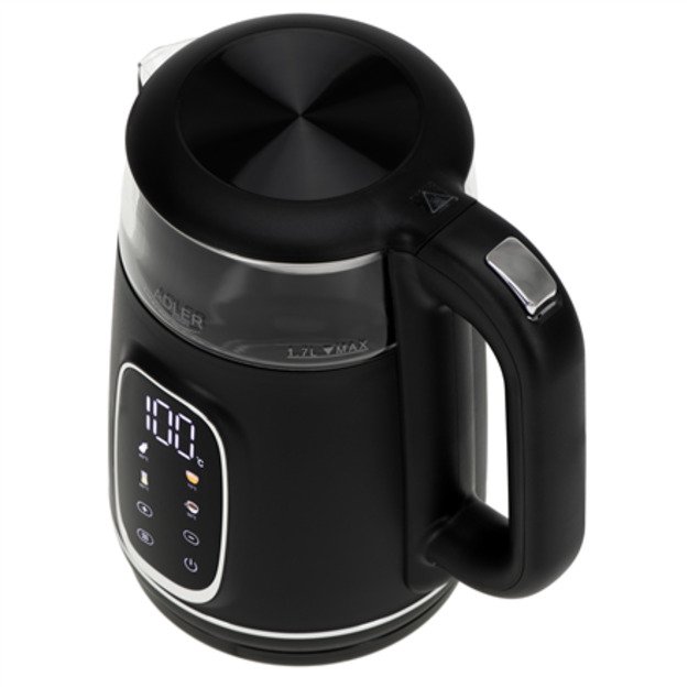 Adler Kettle with LED Display | AD 1305 | Electric | 2200 W | 1.7 L | Plastic | 360&deg; rotational base | Black/Silver