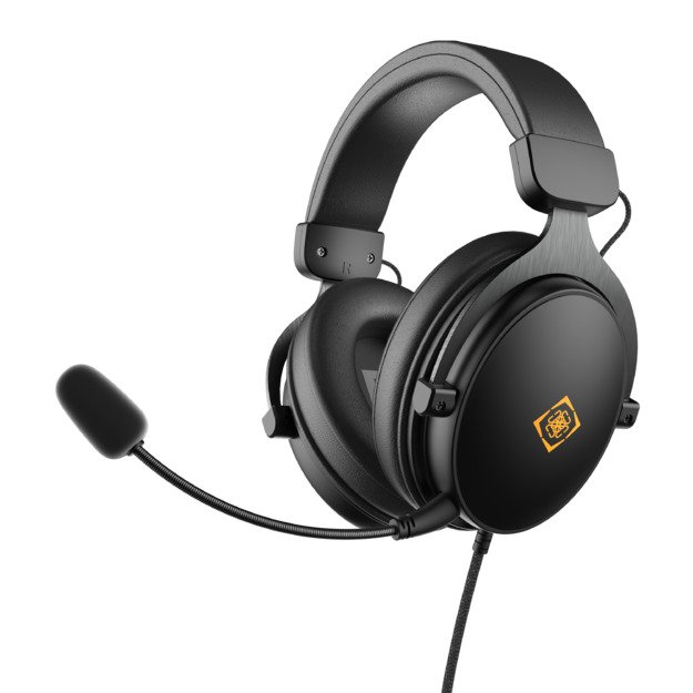 DH320 laidinės žaidimų ausinės DELTACO GAMING, i&scaron; odos, 3.5mm jungtis, garsumo ir nutildymo mikrofono valdikliai / GAM-190 
