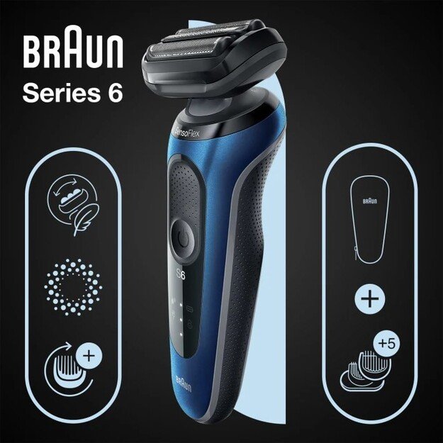 Braun | Shaver | 61-B1500s | Operating time (max) 50 min | Wet & Dry | Blue/Black