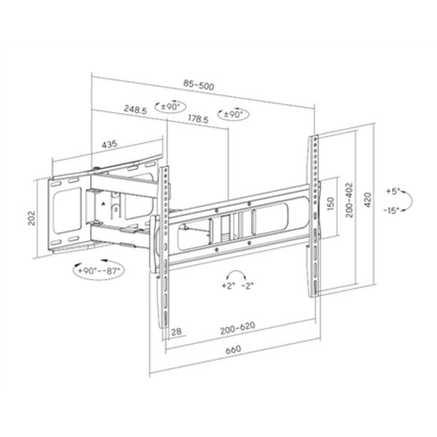 Sunne Wall mount | 37-86-EA2 Full-motion TV wall mount | 37-86   | Maximum weight (capacity) 50  kg | Black