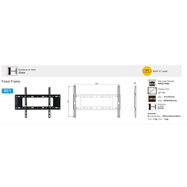 TV Laikiklis/Wall mount 32 85 50kg B64 2