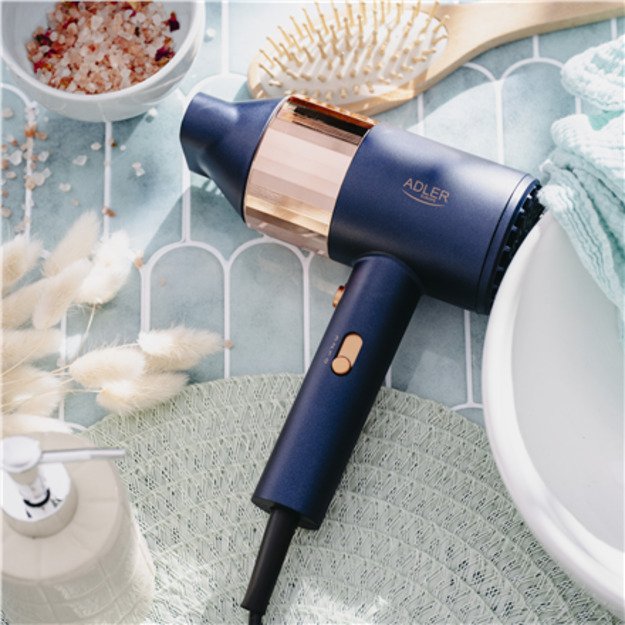 Adler Hair dryer | AD 2280 | 1800 W | Number of temperature settings 3 | Blue/Gold 3